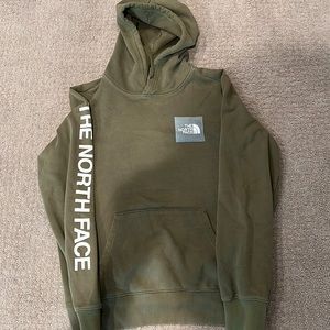 North Face hooded sweatshirt w arm logo, size men’s small